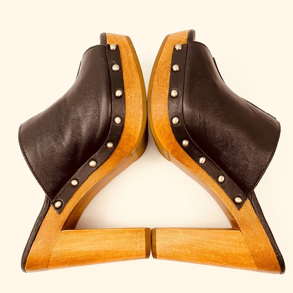 UGG Peep Toe Dark Brown Studded Clogs